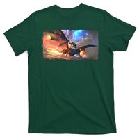 Fantasy Space Galaxy Dragon And Warrior Archer T-Shirt