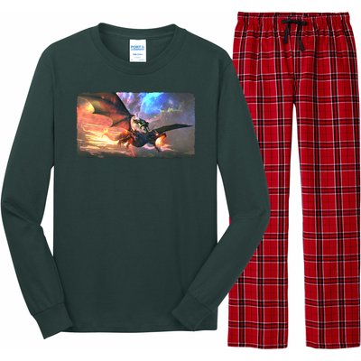 Fantasy Space Galaxy Dragon And Warrior Archer Long Sleeve Pajama Set