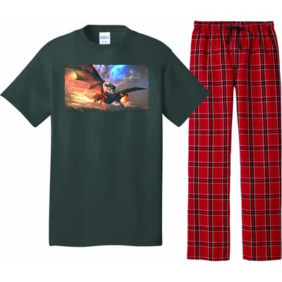 Fantasy Space Galaxy Dragon And Warrior Archer Pajama Set