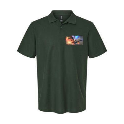 Fantasy Space Galaxy Dragon And Warrior Archer Softstyle Adult Sport Polo