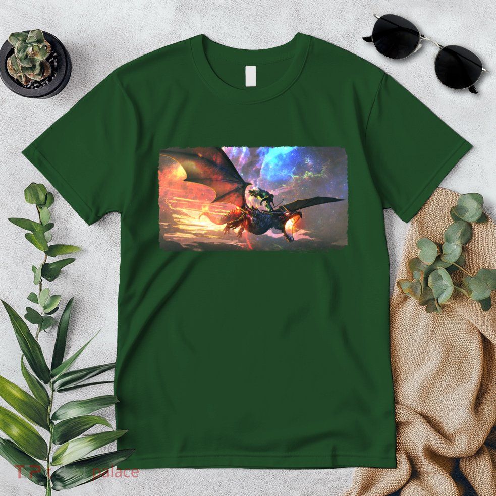 Fantasy Space Galaxy Dragon And Warrior Archer Premium T-Shirt