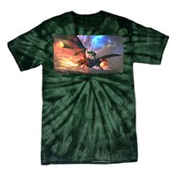 Fantasy Space Galaxy Dragon And Warrior Archer Tie-Dye T-Shirt