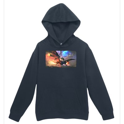 Fantasy Space Galaxy Dragon And Warrior Archer Urban Pullover Hoodie