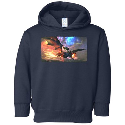 Fantasy Space Galaxy Dragon And Warrior Archer Toddler Hoodie