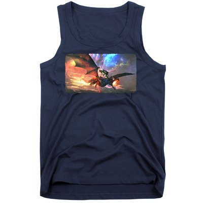 Fantasy Space Galaxy Dragon And Warrior Archer Tank Top