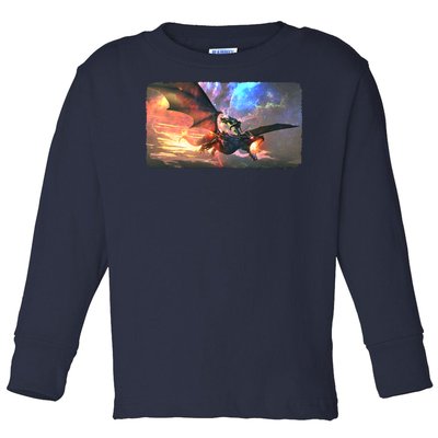 Fantasy Space Galaxy Dragon And Warrior Archer Toddler Long Sleeve Shirt