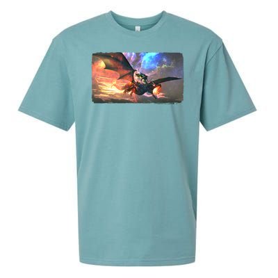 Fantasy Space Galaxy Dragon And Warrior Archer Sueded Cloud Jersey T-Shirt