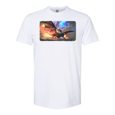 Fantasy Space Galaxy Dragon And Warrior Archer Softstyle CVC T-Shirt