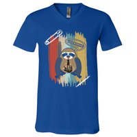 Funny Sloth Good Morning Vintage Retro Gift V-Neck T-Shirt