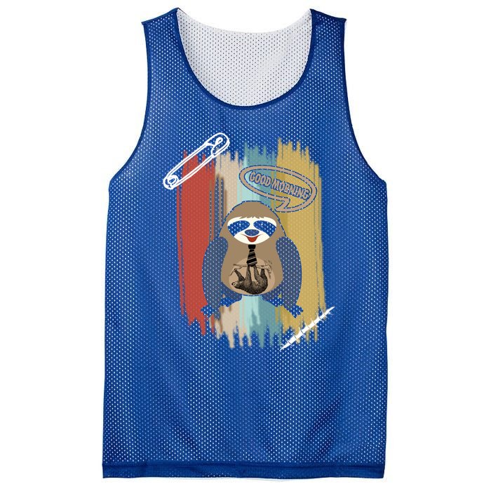 Funny Sloth Good Morning Vintage Retro Gift Mesh Reversible Basketball Jersey Tank