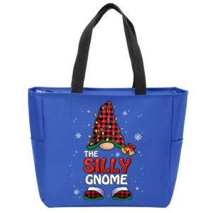 Funny Silly Gnome Buffalo Plaid Matching Family Christmas Great Gift Zip Tote Bag