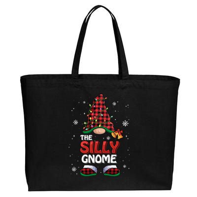 Funny Silly Gnome Buffalo Plaid Matching Family Christmas Great Gift Cotton Canvas Jumbo Tote