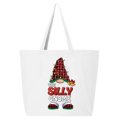 Funny Silly Gnome Buffalo Plaid Matching Family Christmas Great Gift 25L Jumbo Tote