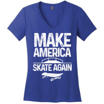 Funny Skateboarding Gift Cool Skateboarder Skate Gift Women's V-Neck T-Shirt