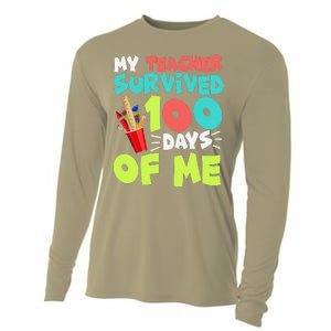 Funny School Gift 100 Days Of School Cooling Performance Long Sleeve Crew