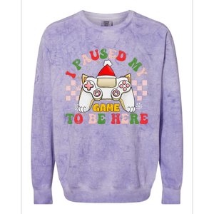 Funny Sarcastic Gamer I Paused My Game To Be Here Christmas Colorblast Crewneck Sweatshirt