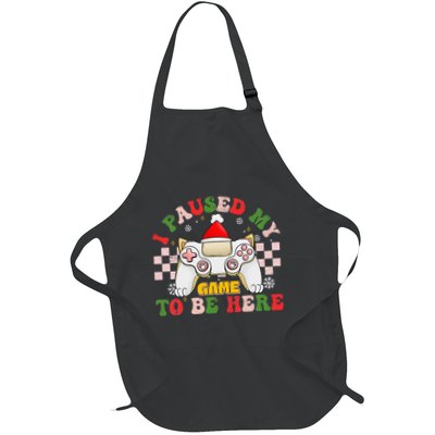 Funny Sarcastic Gamer I Paused My Game To Be Here Christmas Full-Length Apron With Pockets
