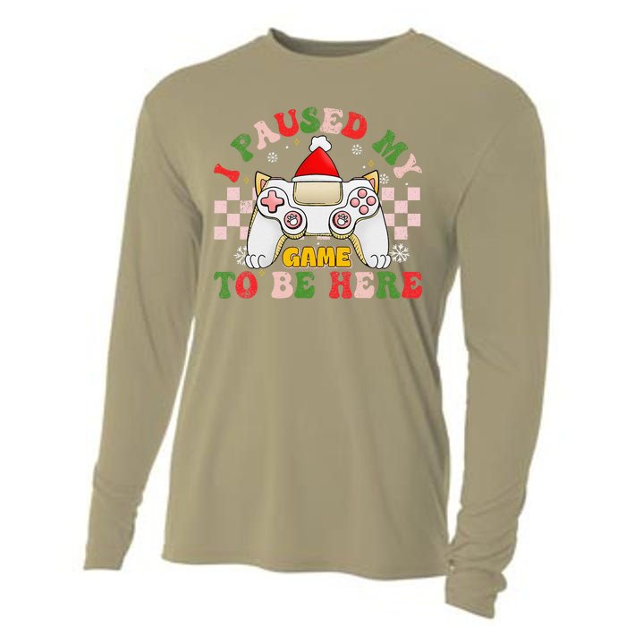 Funny Sarcastic Gamer I Paused My Game To Be Here Christmas Cooling Performance Long Sleeve Crew