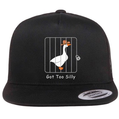 Funny Silly Goose Lover Mugshot Meme Got Too Silly Flat Bill Trucker Hat