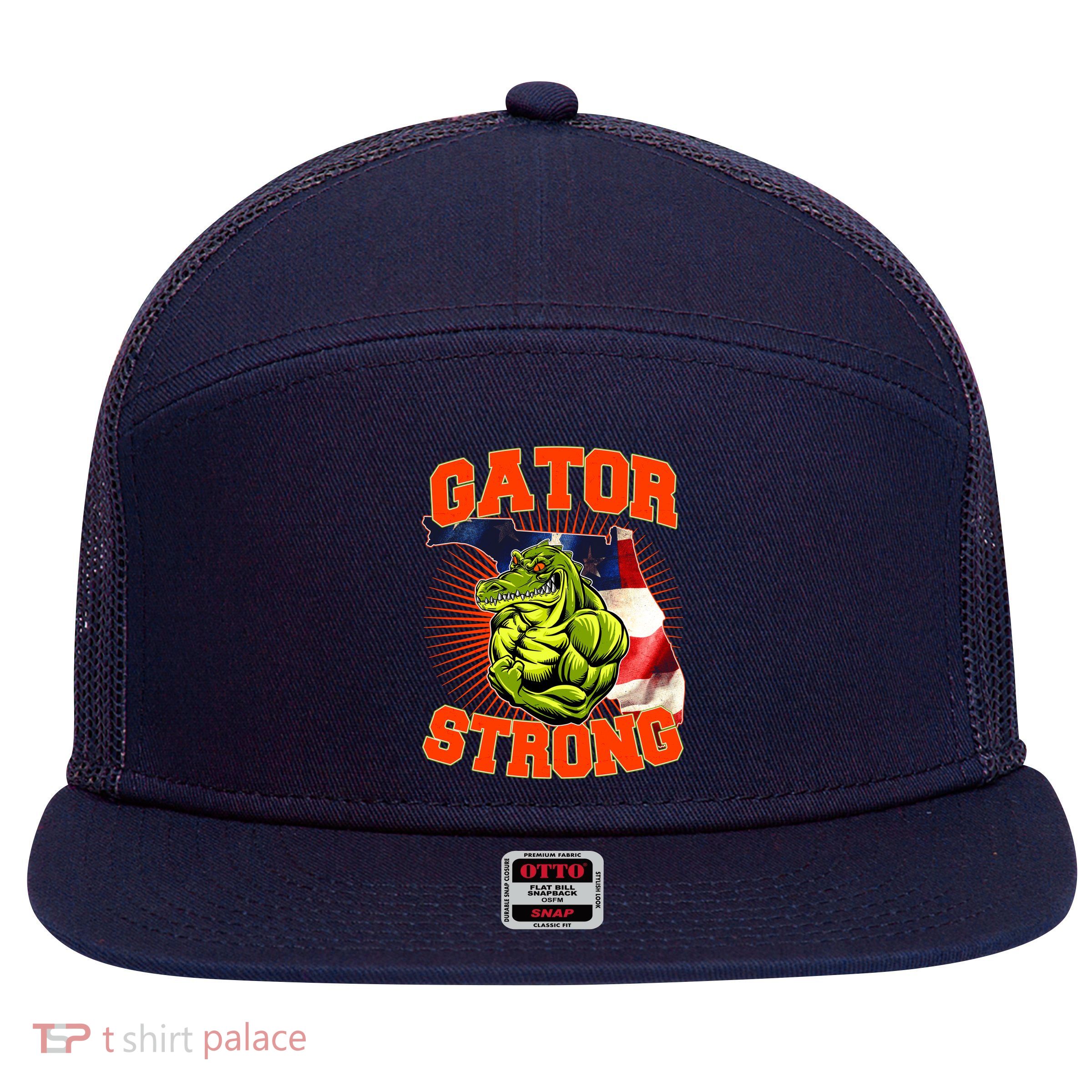 Florida State Gator Strong USA Flag 7 Panel Mesh Trucker Snapback Hat
