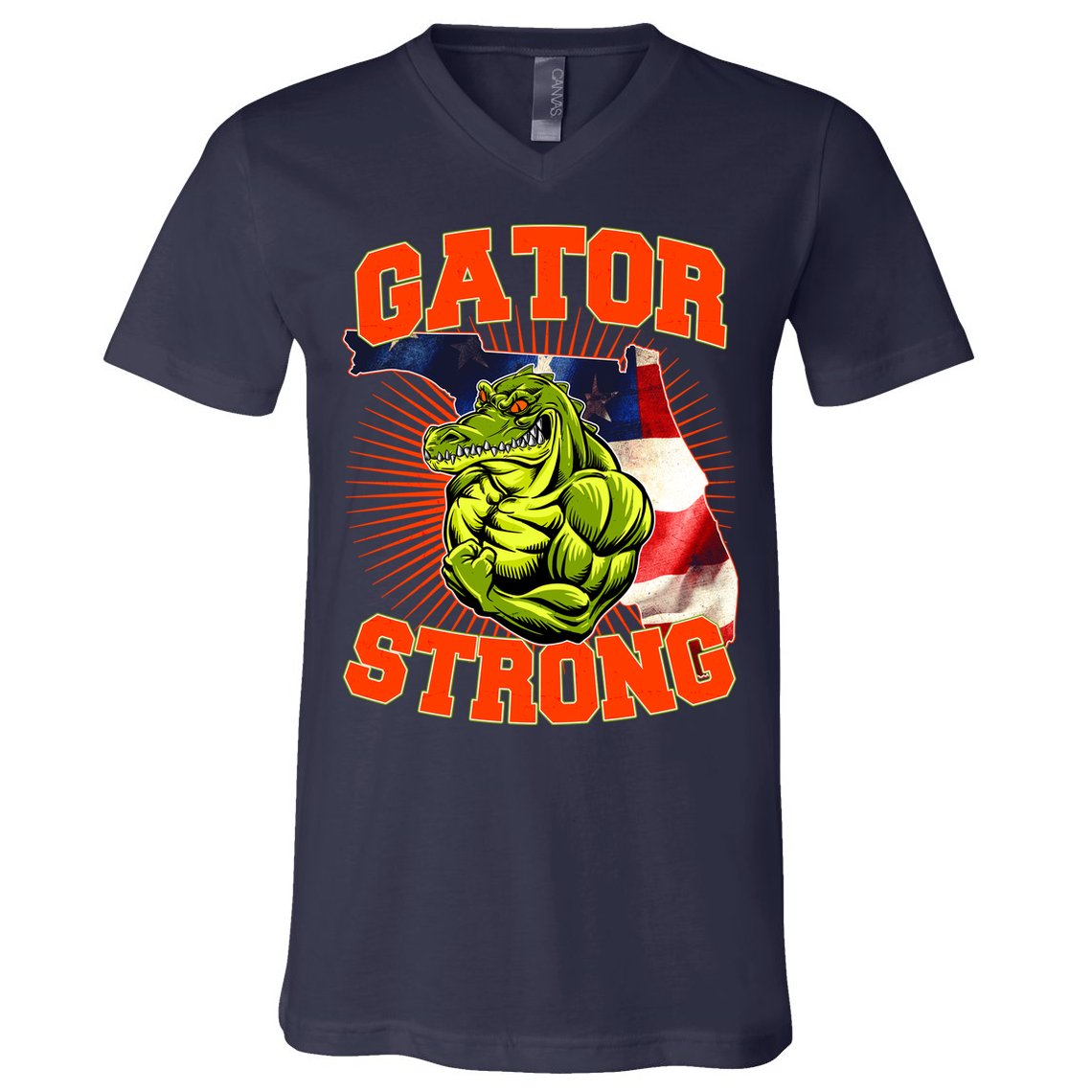 Florida State Gator Strong USA Flag V-Neck T-Shirt