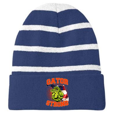 Florida State Gator Strong USA Flag Striped Beanie with Solid Band