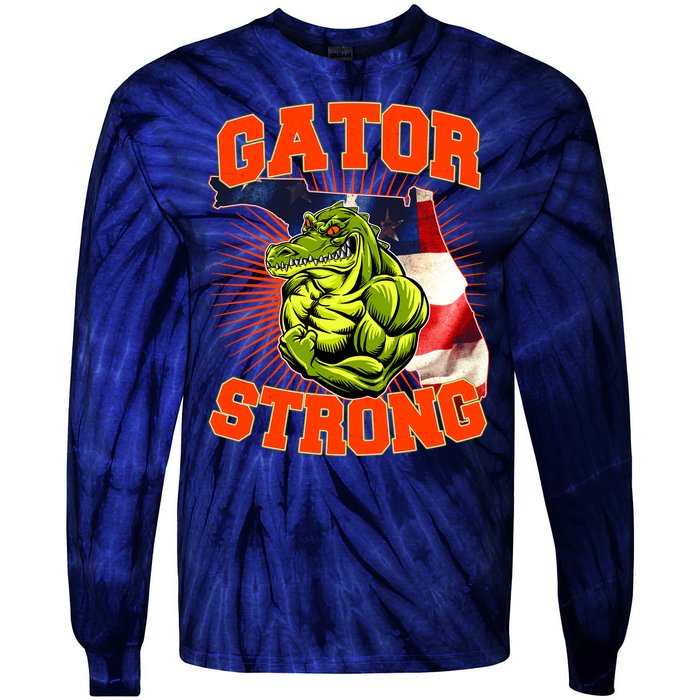 Florida State Gator Strong USA Flag Tie-Dye Long Sleeve Shirt