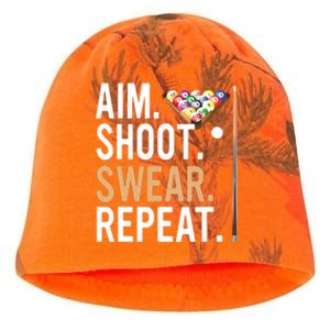 Funny Sports Game Aim Shoot Swear Repeat Pool Billiard Gift Kati - Camo Knit Beanie