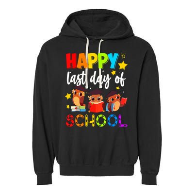 Funny School Gift Cute Owl Last Day Of School Teacher Garment-Dyed Fleece Hoodie