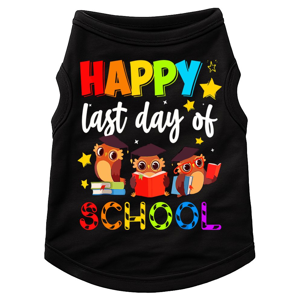 Funny School Gift Cute Owl Last Day Of School Teacher Doggie Tank