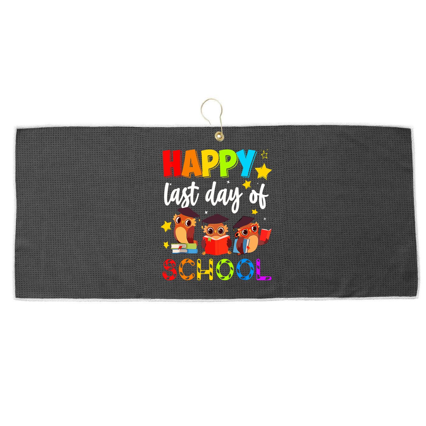 Funny School Gift Cute Owl Last Day Of School Teacher Large Microfiber Waffle Golf Towel