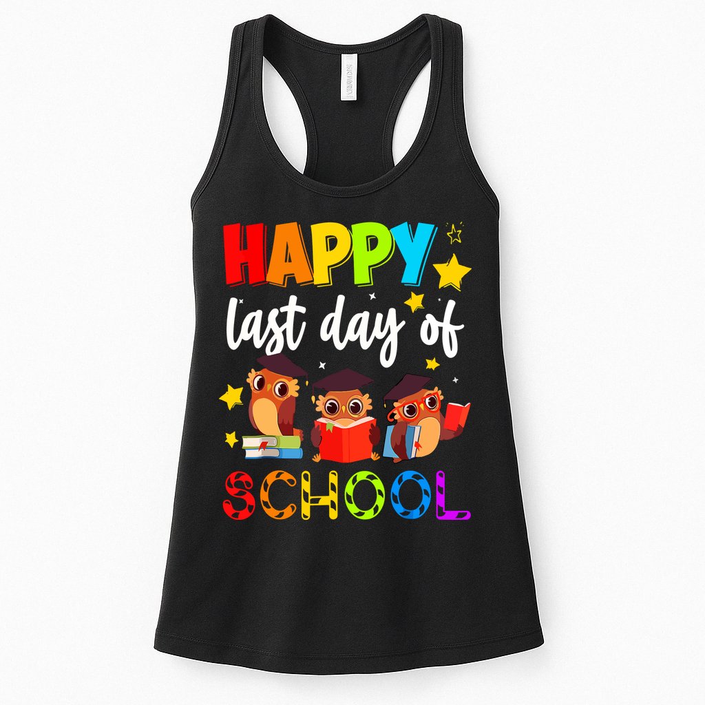 Funny School Gift Cute Owl Last Day Of School Teacher Womens Tank Top