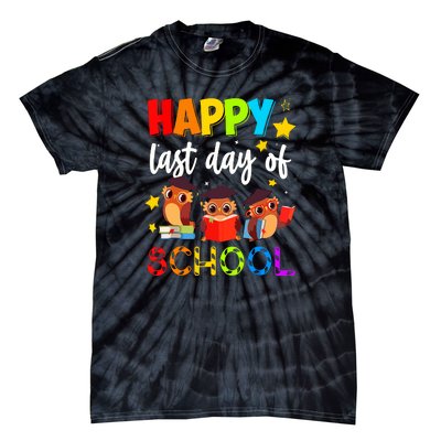 Funny School Gift Cute Owl Last Day Of School Teacher Tie-Dye T-Shirt