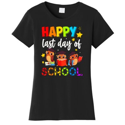 Funny School Gift Cute Owl Last Day Of School Teacher Women's T-Shirt