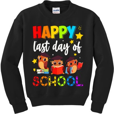 Funny School Gift Cute Owl Last Day Of School Teacher Kids Sweatshirt