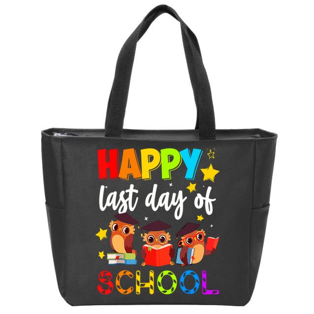 Funny School Gift Cute Owl Last Day Of School Teacher Zip Tote Bag