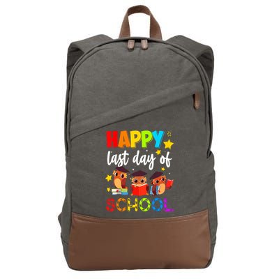 Funny School Gift Cute Owl Last Day Of School Teacher Cotton Canvas Backpack