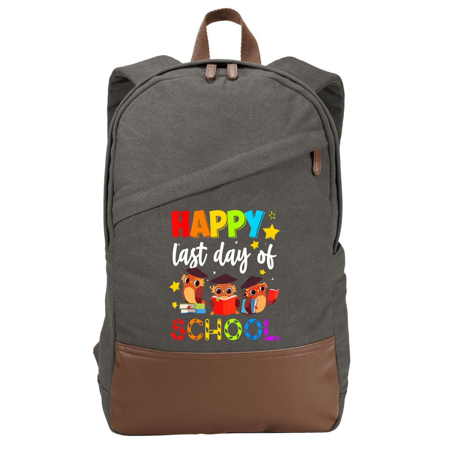 Funny School Gift Cute Owl Last Day Of School Teacher Cotton Canvas Backpack