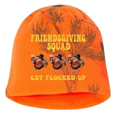 Friendsgiving Squad Get Flocked Up Funny Thanksgiving Kati - Camo Knit Beanie