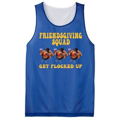 Friendsgiving Squad Get Flocked Up Funny Thanksgiving Mesh Reversible Basketball Jersey Tank