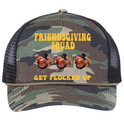 Friendsgiving Squad Get Flocked Up Funny Thanksgiving Retro Rope Trucker Hat Cap