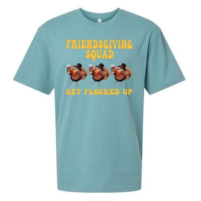 Friendsgiving Squad Get Flocked Up Funny Thanksgiving Sueded Cloud Jersey T-Shirt