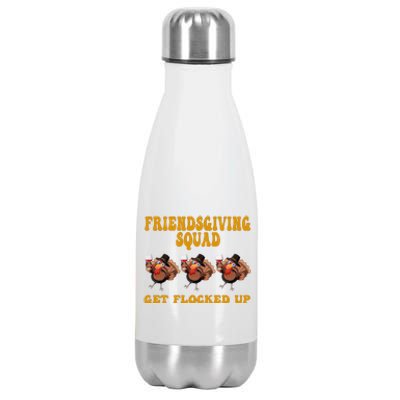 Friendsgiving Squad Get Flocked Up Funny Thanksgiving Stainless Steel Insulated Water Bottle