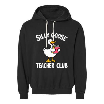 Funny Silly Goose Teacher Club Animal Lover Groovy Teacher Garment-Dyed Fleece Hoodie