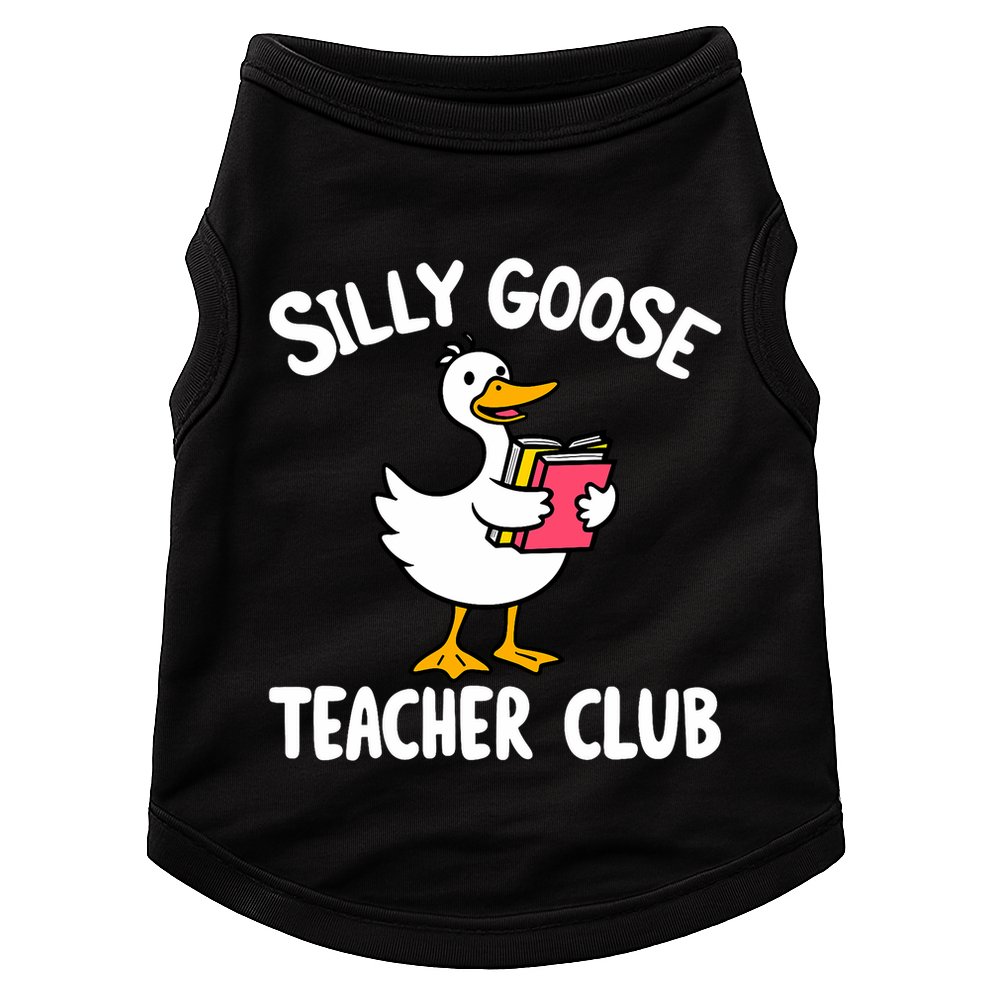 Funny Silly Goose Teacher Club Animal Lover Groovy Teacher Doggie Tank