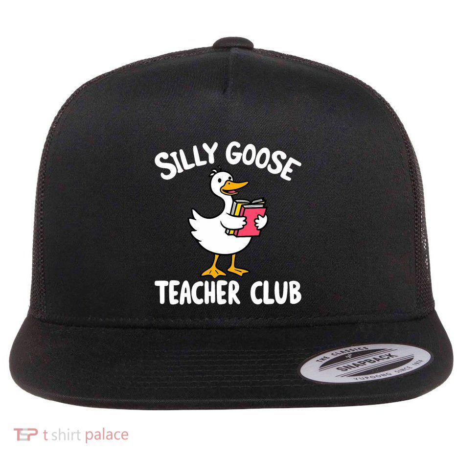 Funny Silly Goose Teacher Club Animal Lover Groovy Teacher Flatbill Hat