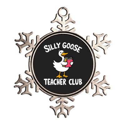 Funny Silly Goose Teacher Club Animal Lover Groovy Teacher Metallic Star Ornament