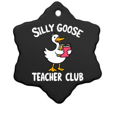 Funny Silly Goose Teacher Club Animal Lover Groovy Teacher Ceramic Star Ornament