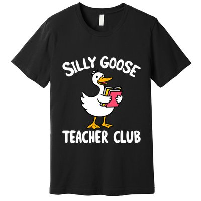 Funny Silly Goose Teacher Club Animal Lover Groovy Teacher Premium T-Shirt