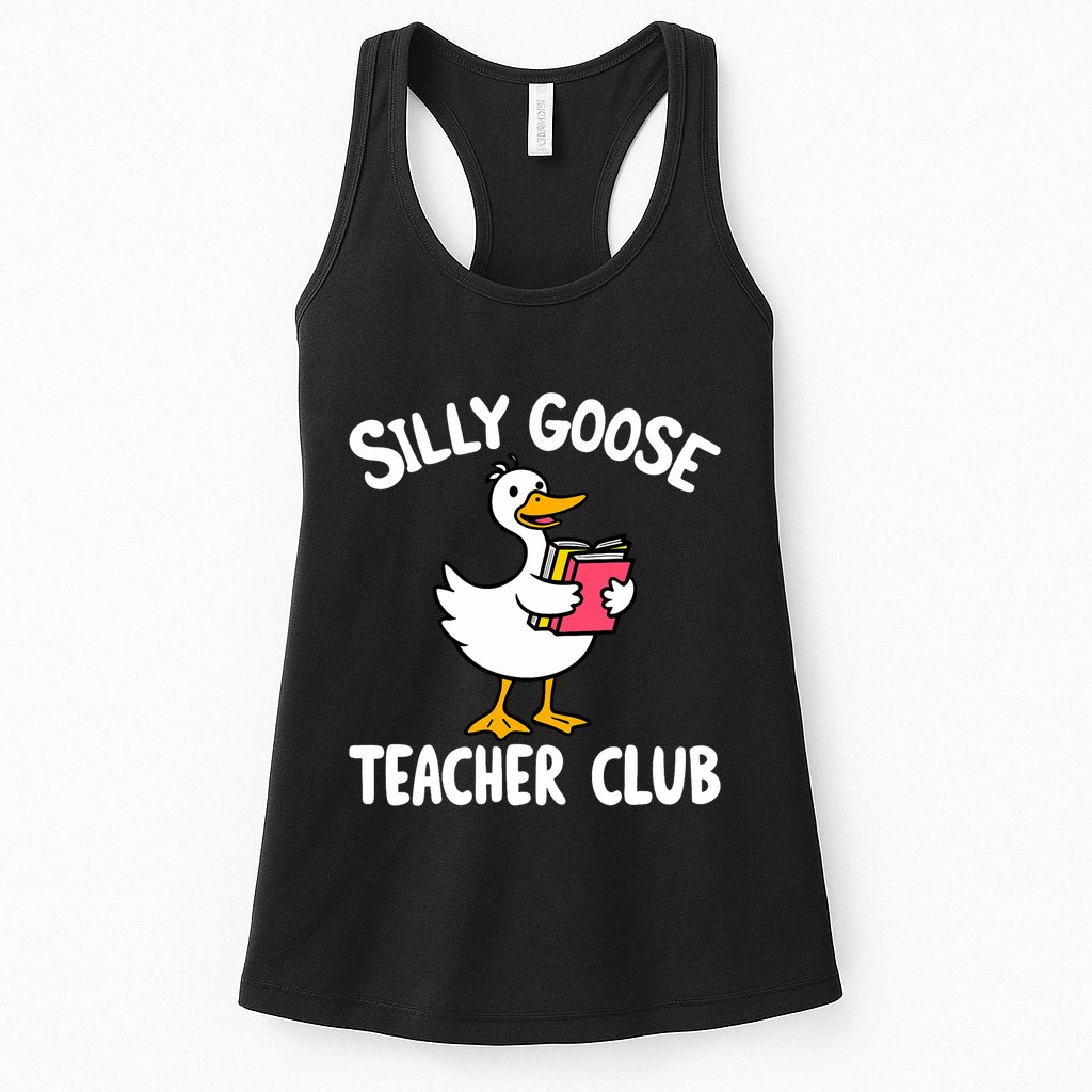 Funny Silly Goose Teacher Club Animal Lover Groovy Teacher Womens Tank Top